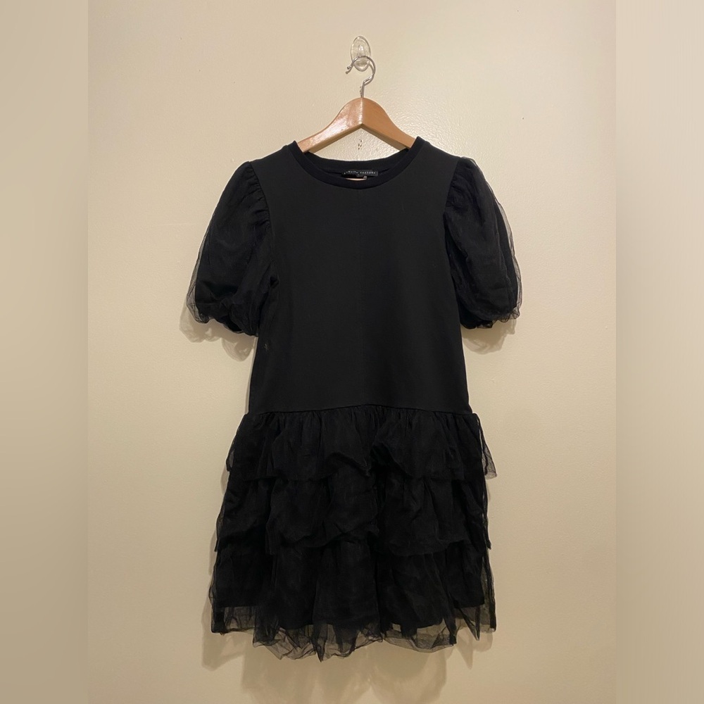 English Factory Black Ruffled Tulle Mini Dress. Size S - Picture 2 of 7